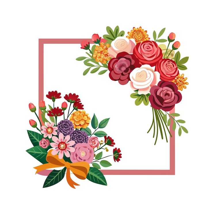 Vettore quadro con illustrazione vettoriale di fiori