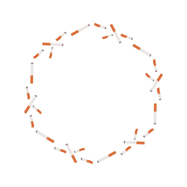Quadro con sigarette giorno senza tabacco Illustrazione vettoriale su sfondo bianco