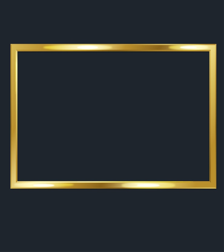 Vettore quadro dorato vettoriale confine rettangolare di tendenza quadro oro isolato su sfondo trasparente utile