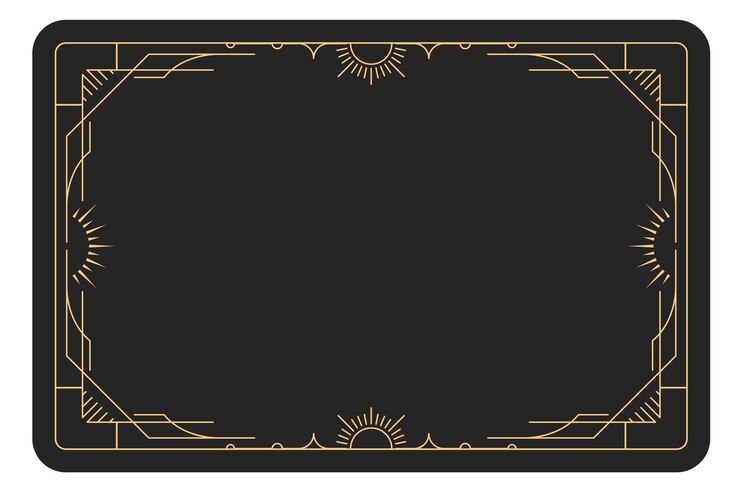 Vettore quadro in stile tarocco con bordo decorativo banner con disegno magico lato inverso delle carte del tarocco