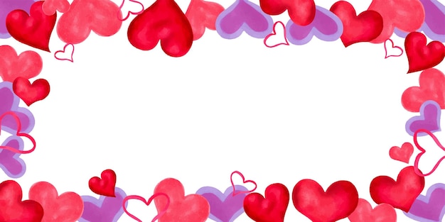 Quadro orizzontale per la festa di San Valentino, la festa delle madri per gli amici, acquerello e illustrazione con marcatore