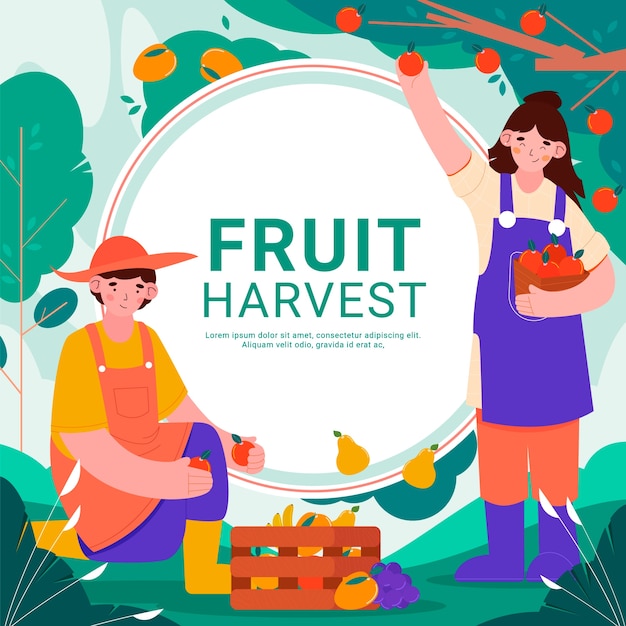 Quadro piatto per la raccolta dei frutti disegnato a mano