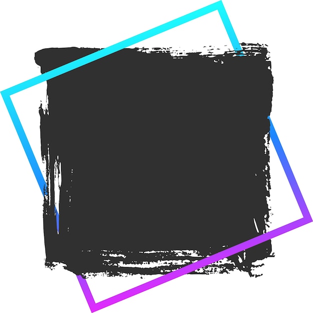 Quadro quadrato gradiente che migliora un tratto di pennello nero creando un elemento visivo moderno e artistico perfetto per vari progetti di design