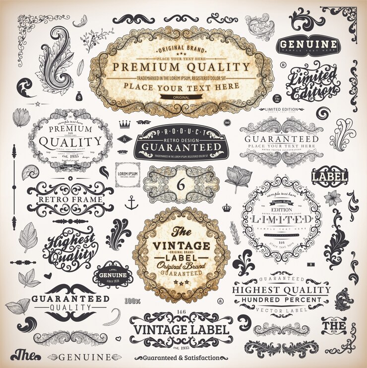 qualità set calligrafia ornato fiorire