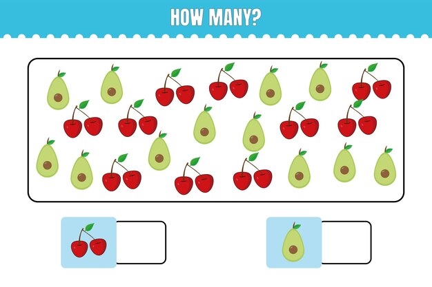 Quanti ce ne sono Gioco di matematica educativo per bambini Progettazione di fogli di lavoro stampabili per bambini in età prescolare