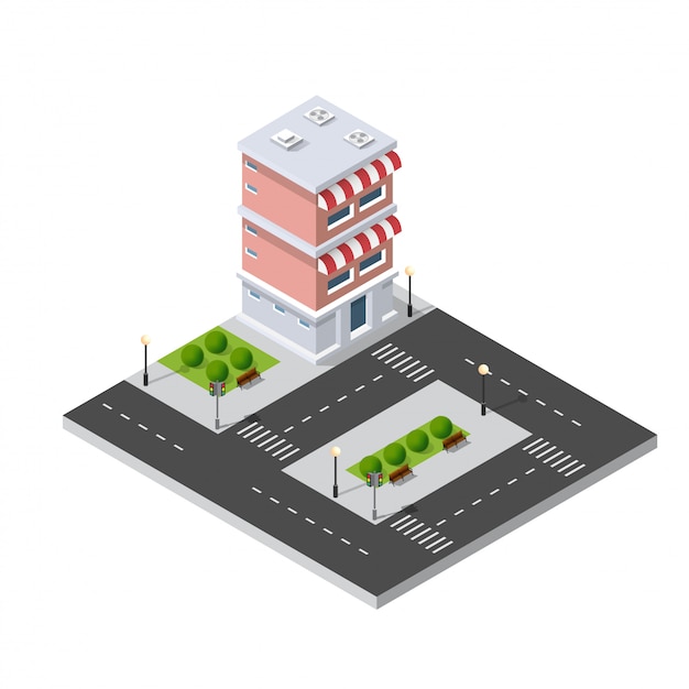 Quartiere delle case di strada isometrica