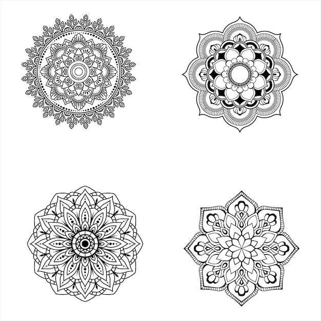 Quattro complessi disegni di mandala per vari usi creativi