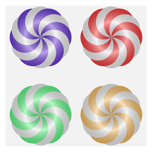 Quattro diverse caramelle colorate