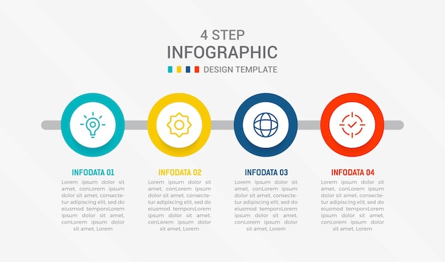 Quattro fasi progettazione di elementi infografici modello vettoriale per la presentazione diagramma di processo e presentazioni step workflow layout banner flow chart info illustrazione vettoriale grafica