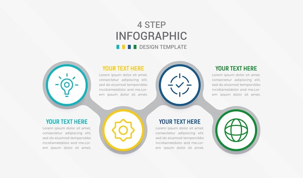 Quattro fasi progettazione di elementi infografici modello vettoriale per la presentazione diagramma di processo e presentazioni step workflow layout banner flow chart info illustrazione vettoriale grafica