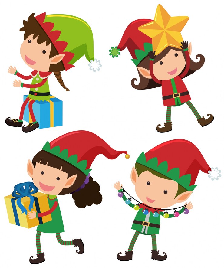 Vettore quattro natale si alza con un volto felice