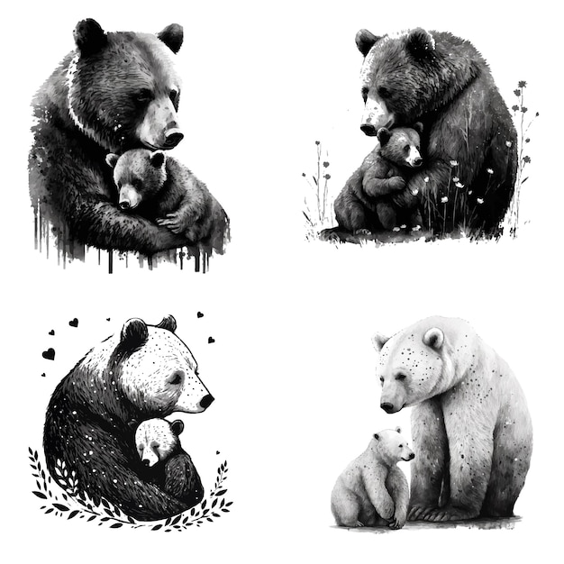 Quattro orsi sono raffigurati con un cuore sul lato sinistro.
