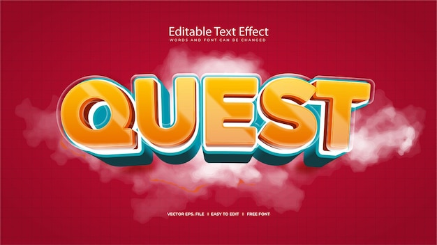Quest Text Effect con disegno modificabile e elementi EPS vettoriali