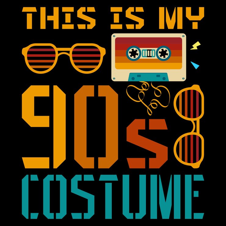 Vettore questa è la maglietta regalo per feste degli anni '90 in costume retrò con tema musicale anni '90