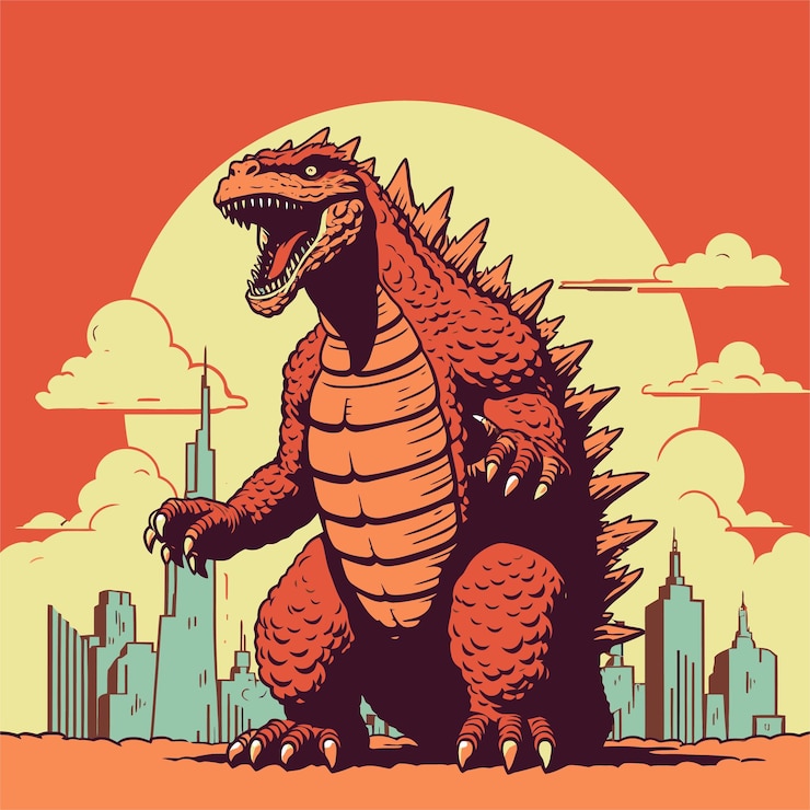 Vettore questa illustrazione di godzilla è perfetta per una serie di progetti creativi