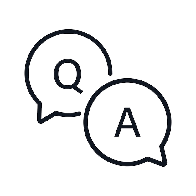 Question and Answer concept in outline style Iconica QA Illustrazione vettoriale