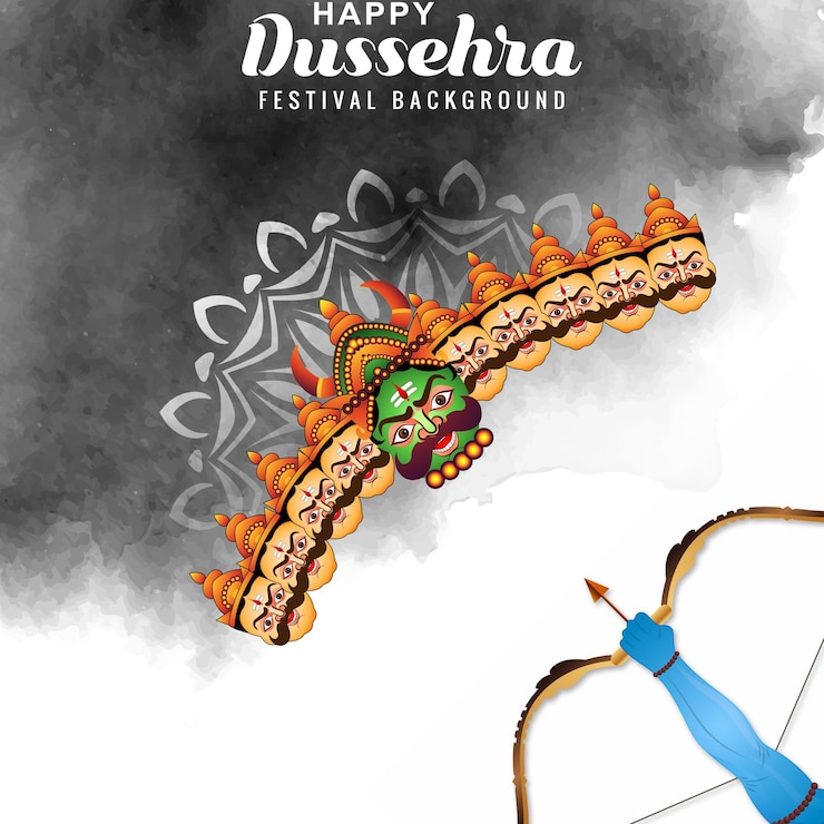 Vettore questo bellissimo poster mitologico è stato realizzato per la festa di happy dussehra