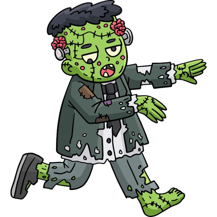 Vettore questo clip di cartone animato mostra un'illustrazione di zombie frankenstein