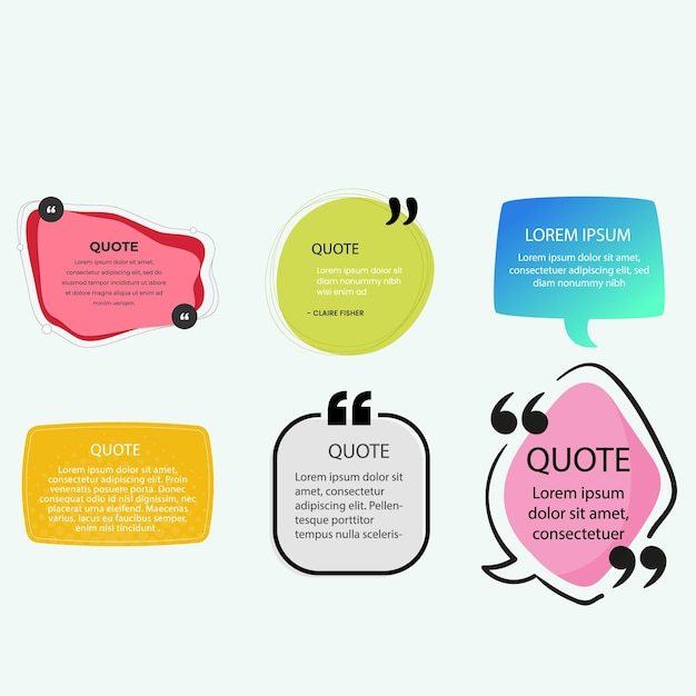 Quote box frame bubble speech moderno blu abstract set di cartoni animati collezione di modelli premium
