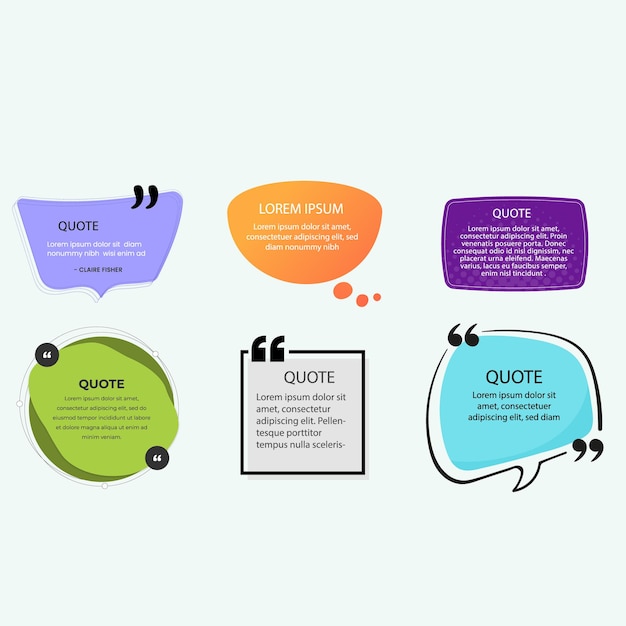 Quote box frame bubble speech moderno blu abstract set di cartoni animati collezione di modelli premium