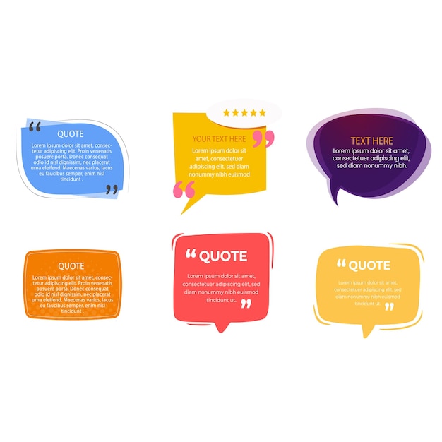 Quote box frame bubble speech moderno blu abstract set di cartoni animati collezione di modelli premium