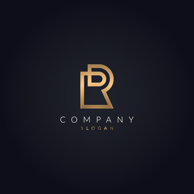 R Colore dorato Lettera Logo di lusso Modello icona monogramma