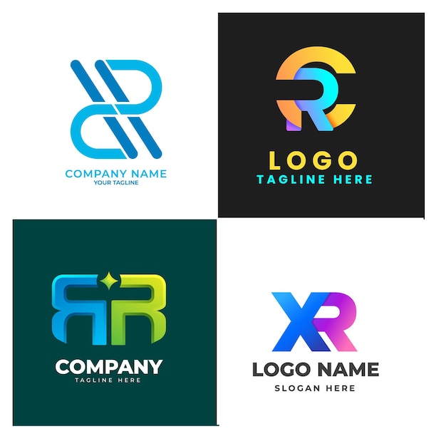 R lettera dell'alfabeto iniziale progettazione a gradiente colorato Marca aziendale aziendale società logo astratto de