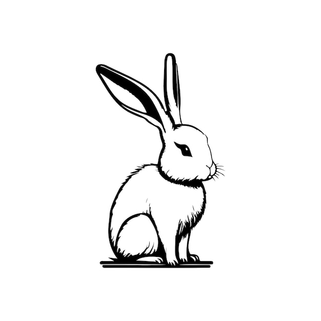 Rabbit Icon hand draw colore nero Lunedì di Pasqua logo vettoriale elemento e simbolo