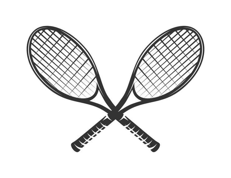 Racchette da tennis su prato isolate su sfondo bianco