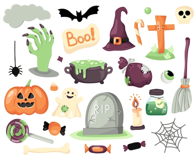 raccolta degli elementi magici di Halloween.