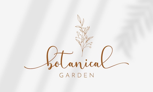 Raccolta dell'illustrazione del fascio di logo botanico floreale disegnato a mano per il premio organico naturale di bellezza