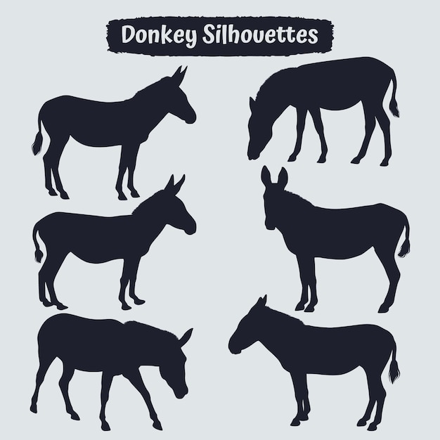 Raccolta di animali asino Silhouette vettore