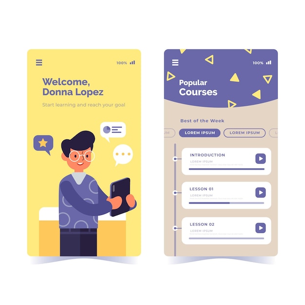 Raccolta di app per corsi di design piatto