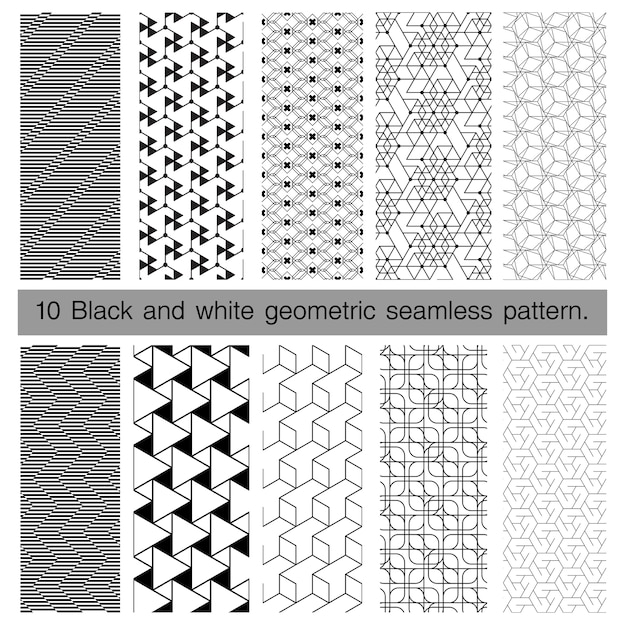 Raccolta di bianco e nero motivo geometrico senza soluzione di continuità.