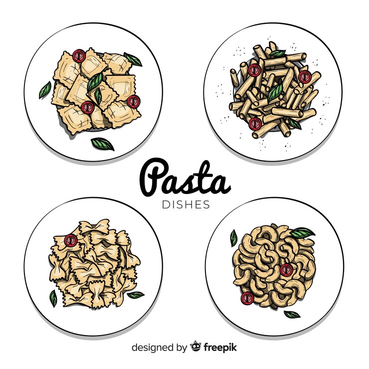 Vettore raccolta di cibo disegnato a mano