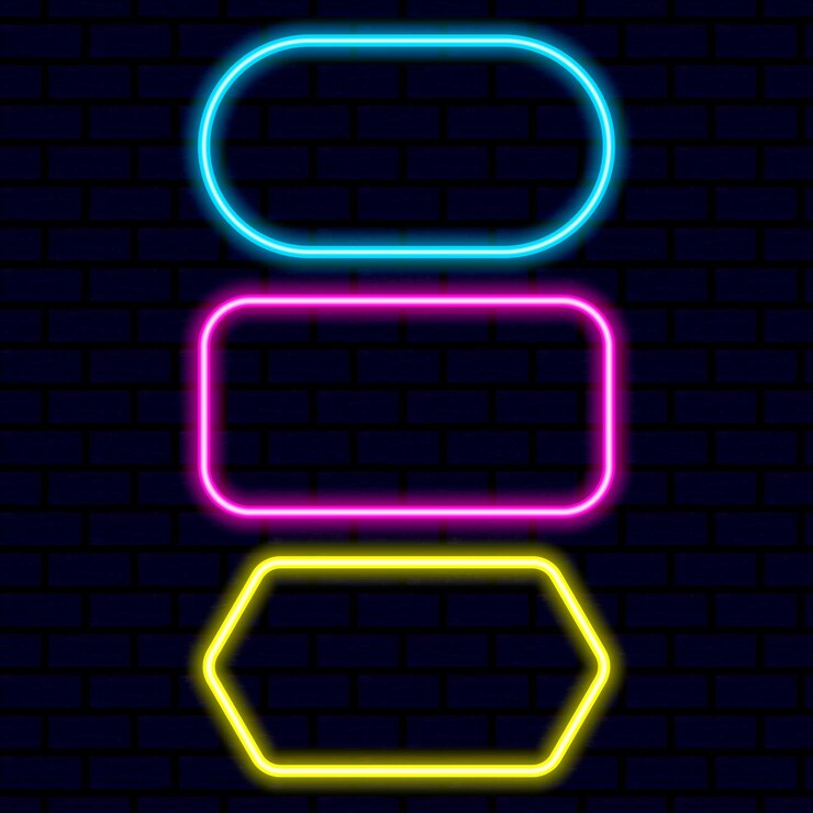 Vettore raccolta di cornici al neon isolato sul nero