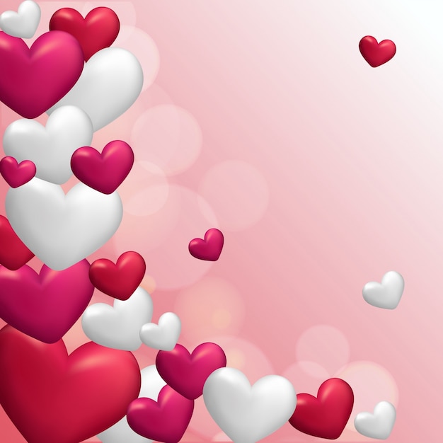 Raccolta di cuore rosso e bianco per il concetto di giorno di San Valentino.