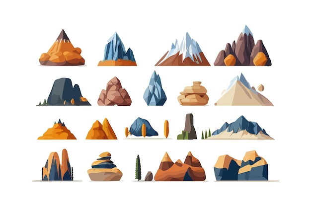 Raccolta di diverse montagne Illustrazione vettoriale desing