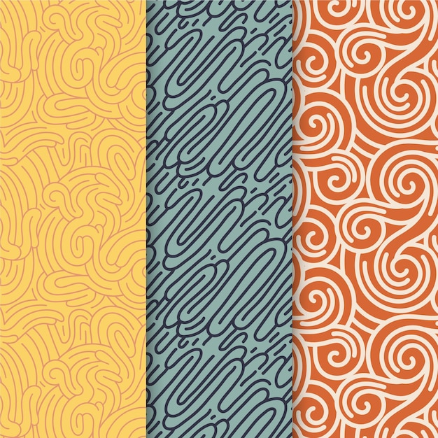 Raccolta di diversi modelli di linee arrotondate colorate
