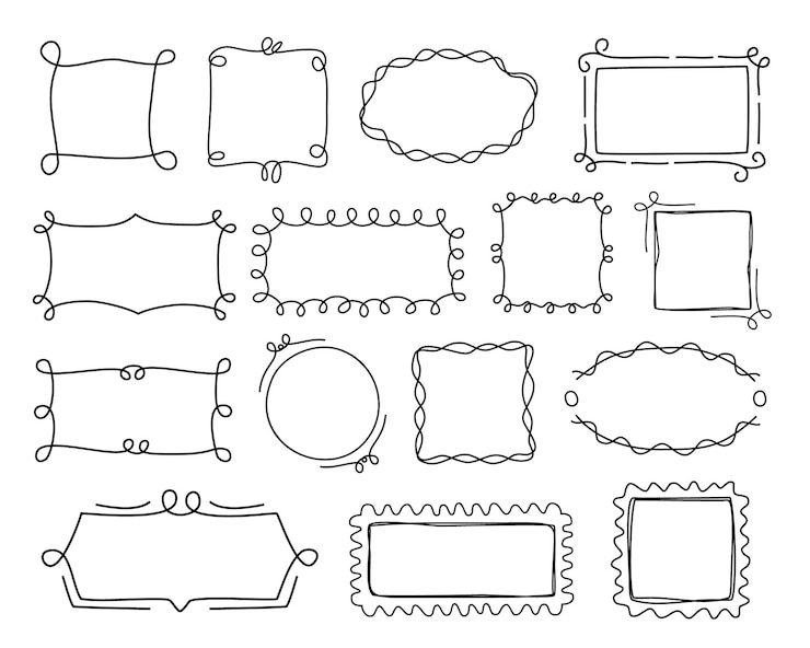 Vettore raccolta di doodle frame illustrazione grafica disegnata a mano