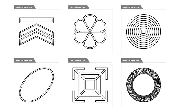 Raccolta di elementi Y2K Risorse grafiche straordinarie Elementi per la decorazione grafica