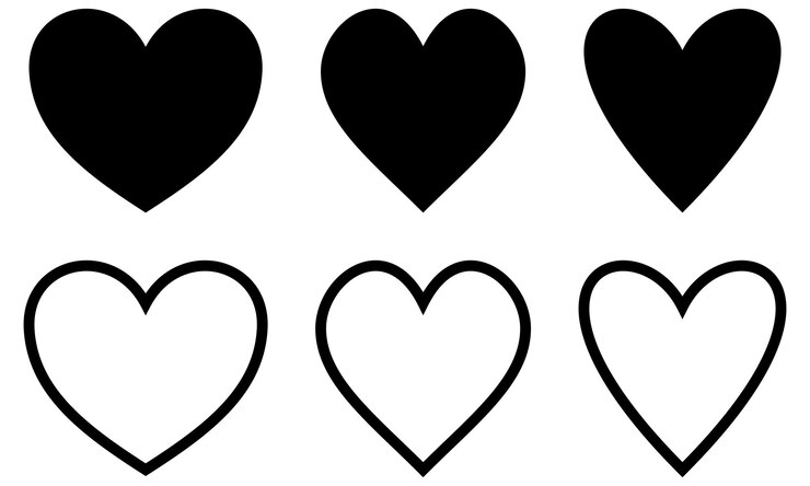 Vettore raccolta di illustrazioni del cuore insieme dell'icona del simbolo dell'amore vettore simbolo dell'amore