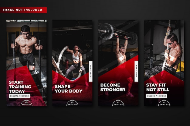 Raccolta di modelli di storie instagram per palestra e fitness.