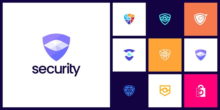 raccolta di modelli di vettori di logo di sicurezza