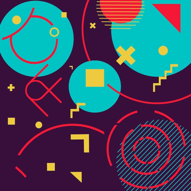 Raccolta di modelli quadrati di post sui social media con elemento grafico memphis di forme geometriche alla moda