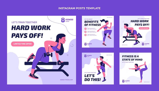 Raccolta di post di instagram fitness piatto