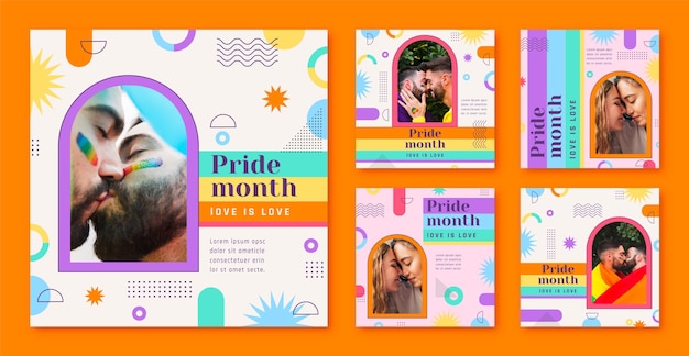 Raccolta di post di Instagram per la celebrazione del mese dell'orgoglio