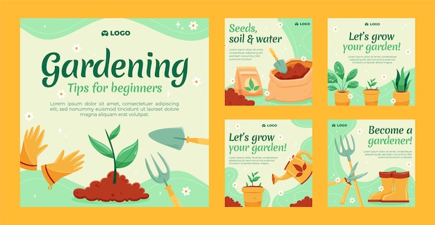 Raccolta di post instagram di giardinaggio e coltivazione