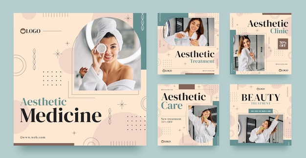 Raccolta di post instagram di medicina estetica e trattamento