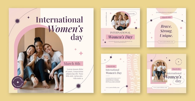 Raccolta di post instagram piatti per la celebrazione della festa della donna